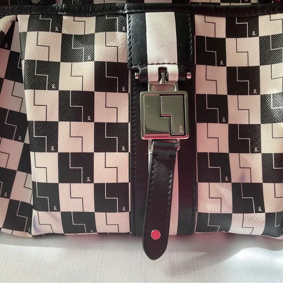 L.A.M.B. Black and White Checkered Satchel - Picture 3 of 16